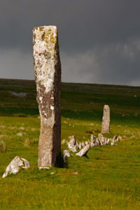 Tall standing stone at Drizzlecombe, Dartmoor
