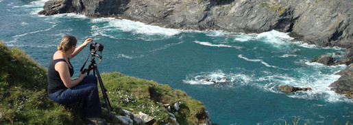 Anna photographing at the Rumps, Cornwall