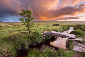 Stormy sunset near Scorhill, Dartmoor